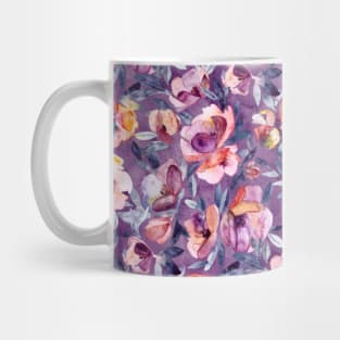 May Afternoon - a watercolor floral in purple and peach Mug